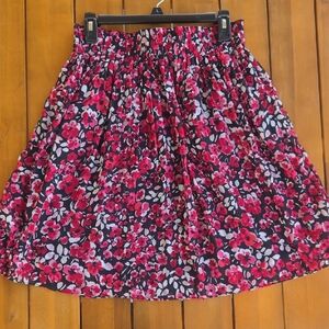 White House Black Market Floral Midi Skirt - Pink and Black